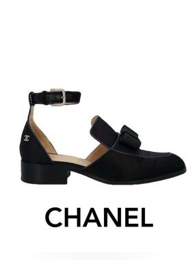 CHANEL Black Ankle Strap Loafers
